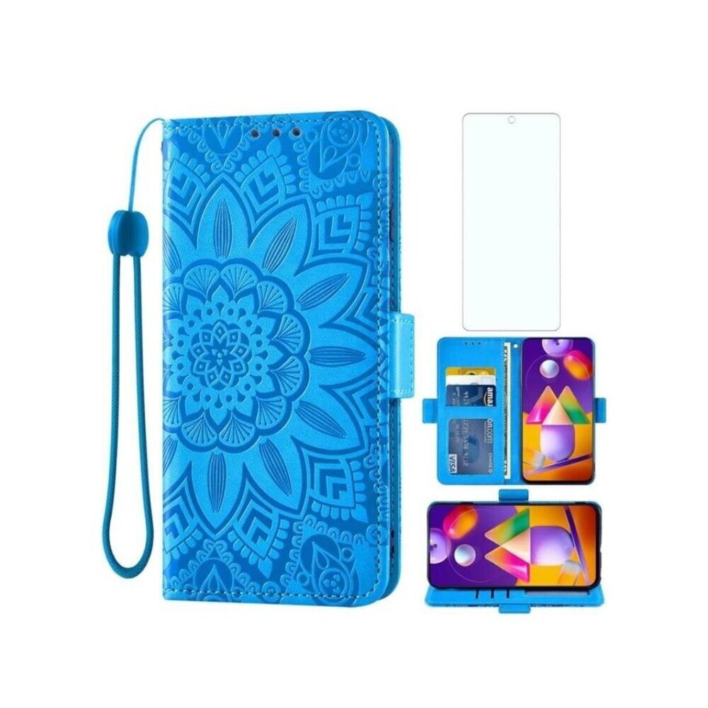 Samsung Galaxy M31s Phone Case with Tempered Glass Screen Protector and Flower L
